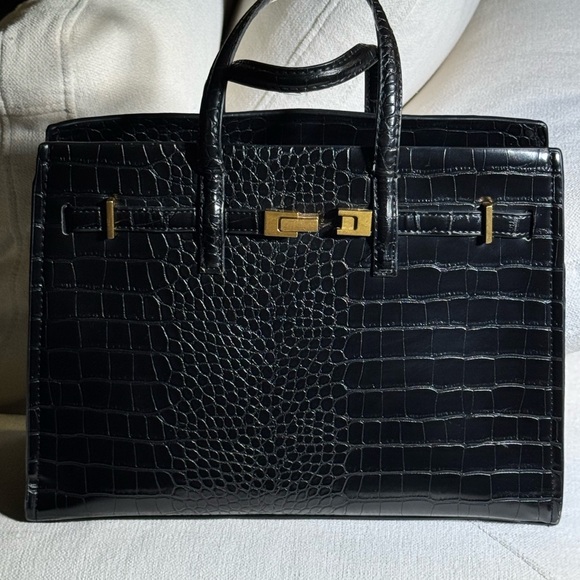 Mango Handbags - MANGO Black Crocodile-Embossed